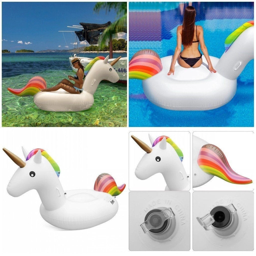 Trade Shop - Unicorno Gonfiabile Gigante Isola Materassino Mare Piscina Maxi 224x164 Cm -