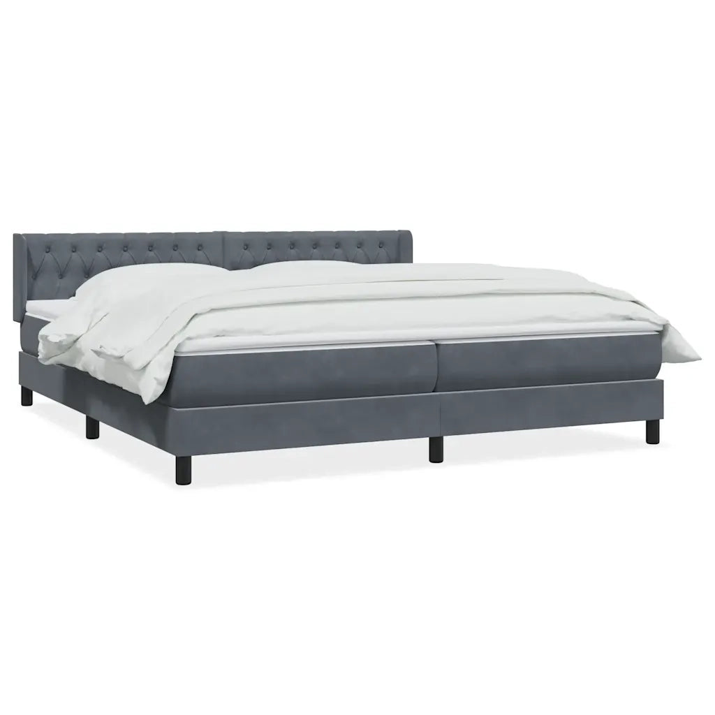 vidaXL Giroletto a Molle con Materasso Grigio Scuro 180x210 cm Velluto