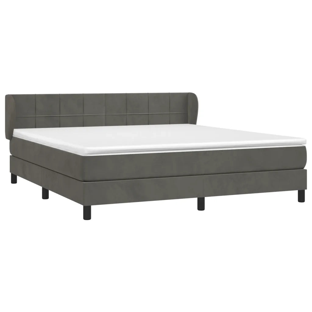 Giroletto a Molle con Materasso Grigio Scuro 160x200 cm Velluto 3127500