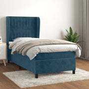 Giroletto a Molle con Materasso-Struttura Letto Blu Scuro 90x200 cm in Velluto 604575