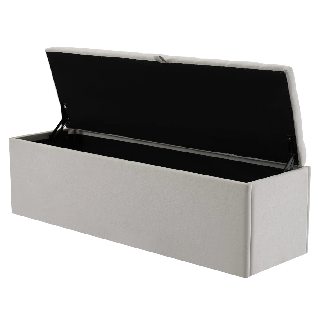 Panca Contenitore con Seduta Imbottita; Grande Capacità; Design Europeo Elegante; in Lino Grigio Chiaro