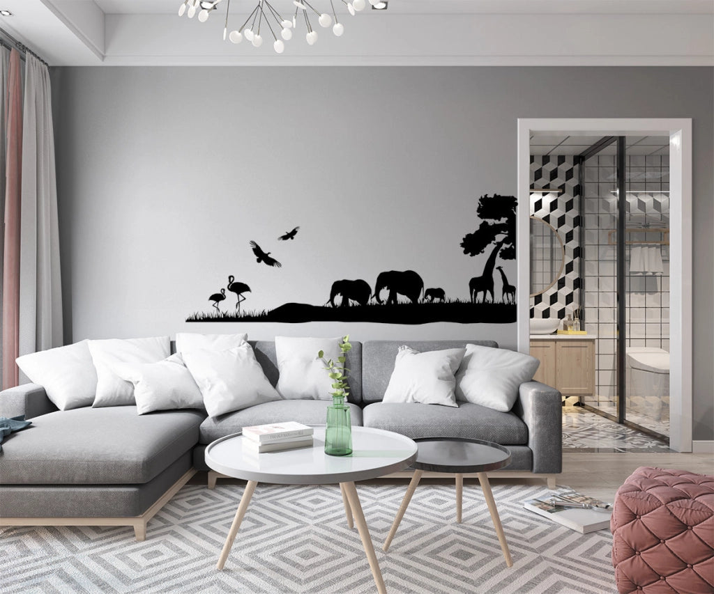 SAFARI - Adesivo murale wall sticker in vinile 55X140 cm Colore: nero