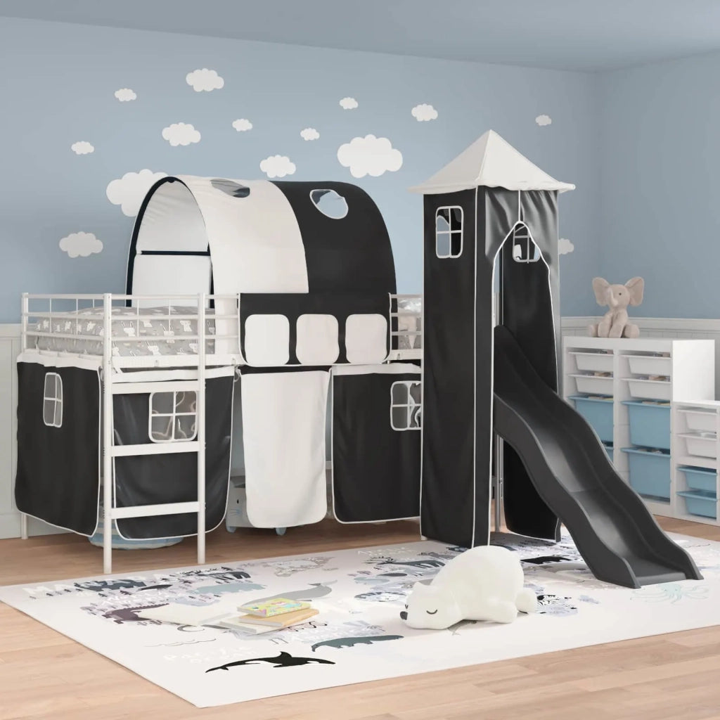 Struttura del letto loft per bambini Bianco e Nero 90 x 200 cm 42020895
