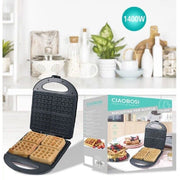 Trade Shop - Piastra Elettrica Macchina Per Waffle 1400w Con Rivestimento Antiaderente Tx-9947 -