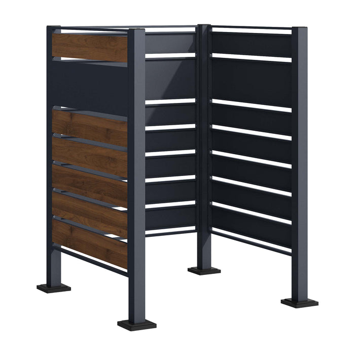 Copri bidone della spazzatura per un cassonetto da 60-240l, copribidoni da esterno in acciaio antracite ed effetto legno, porta bidoni immondizia