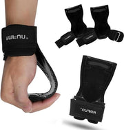 Grips antiscivolo in pelle con gomma neoprene e chiusura elastica - fascia di sostegno per polso con ganci per sollevamento pesi - allenamento di forza per bodybuilding
