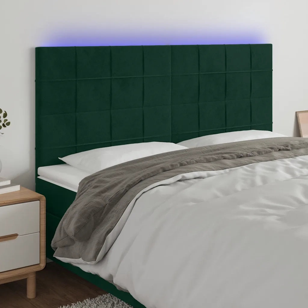 Testiera | Testata a LED Verde Scuro 180x5x118/128cm in Velluto