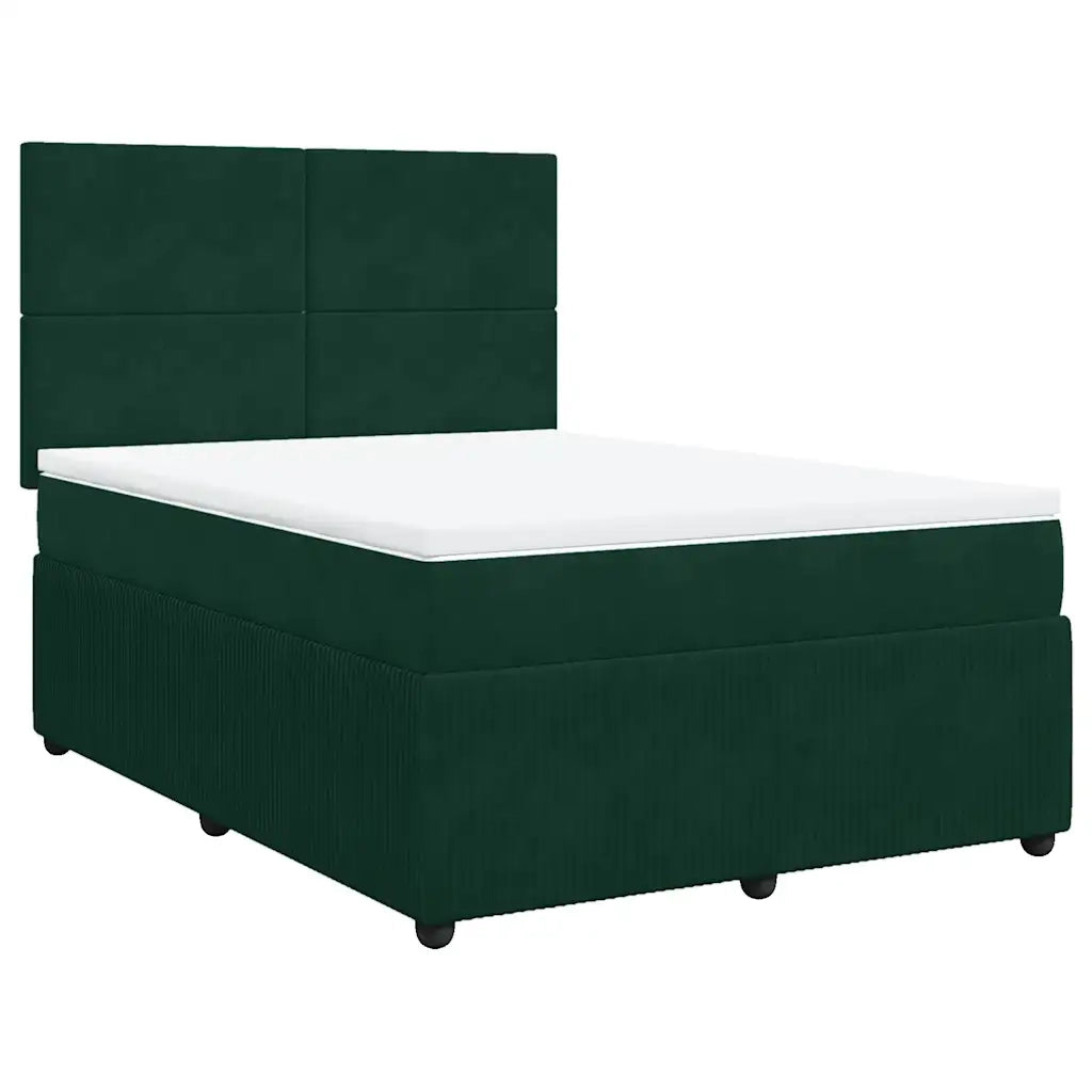 Giroletto a Molle con Materasso Verde Scuro 160x200 cm Velluto