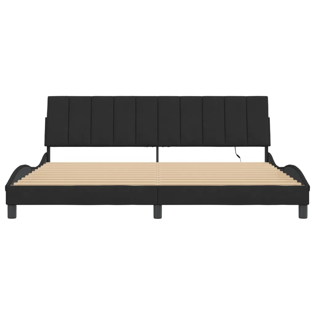 Giroletto con LED senza Materasso Hanko Nero 200x200 cm in Velluto 3213801