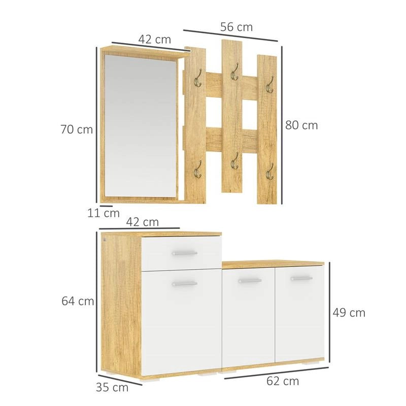 SET PER INGRESSO 3IN1 CON APPENDIABITI A MURO SPECCHIO E SCARPIERA