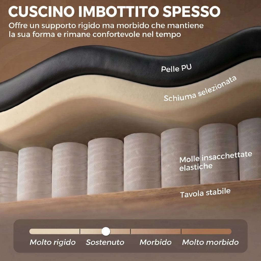 Poltrona da Camera in Pelle PU con Ampia Seduta, Braccioli e Gambe in Legno di Eucalipto, Nero