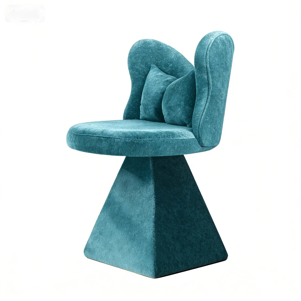 Poltrona girevole senza braccioli con base stabile in tessuto chenille blu 52×52×46 cm