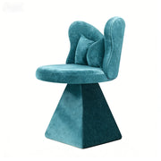 Poltrona girevole senza braccioli con base stabile in tessuto chenille blu 52×52×46 cm