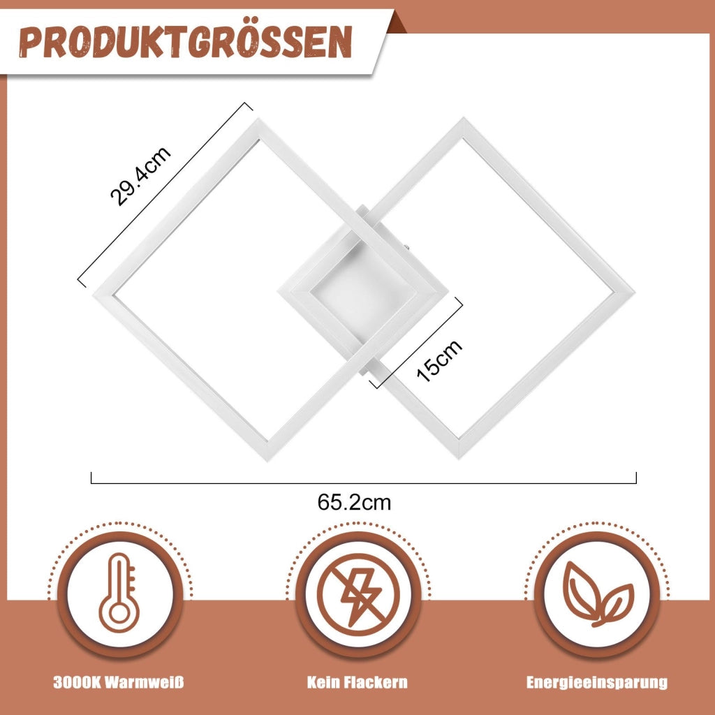 ZMH Lampada da soffitto moderna a LED quadrata nera per soggiorno e cucina 3000K