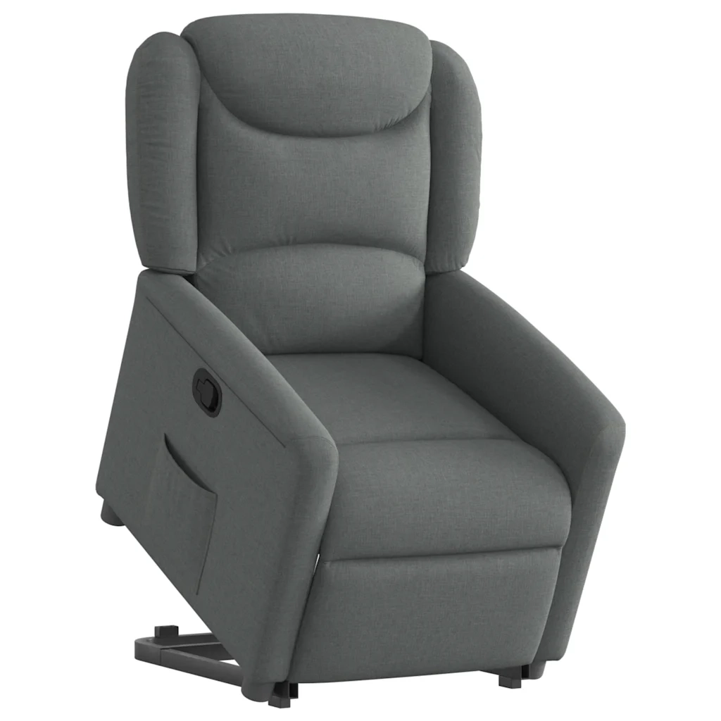 Poltrona | Sedia Relax Alzapersona Reclinabile Grigio Scuro in Tessuto