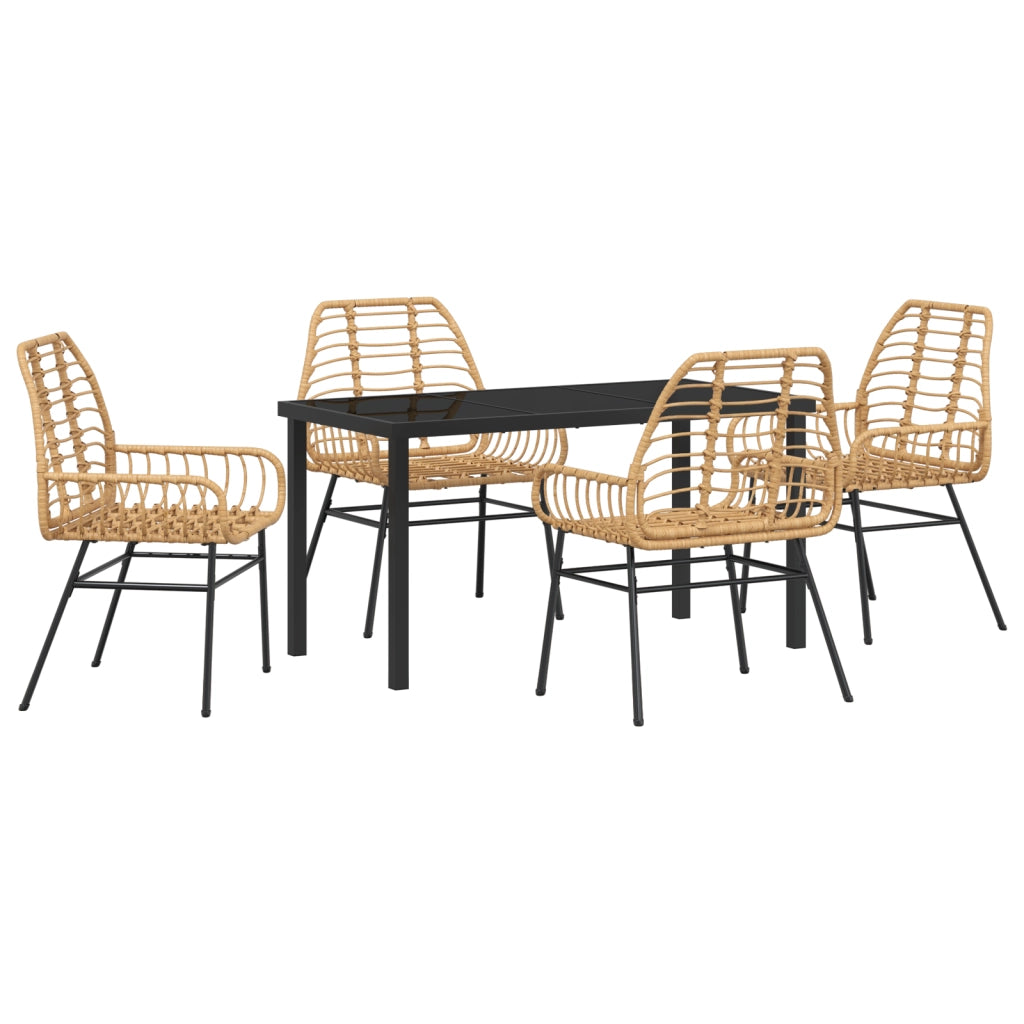 Set da Pranzo da Giardino 5 Pezzi Marrone Polyrattan