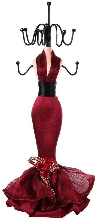 Display per gioielli, 4 supporti per collana orecchini bracciale anello scarpe abito gioielli display (rosso vino) (rosso vino, modello piccolo)