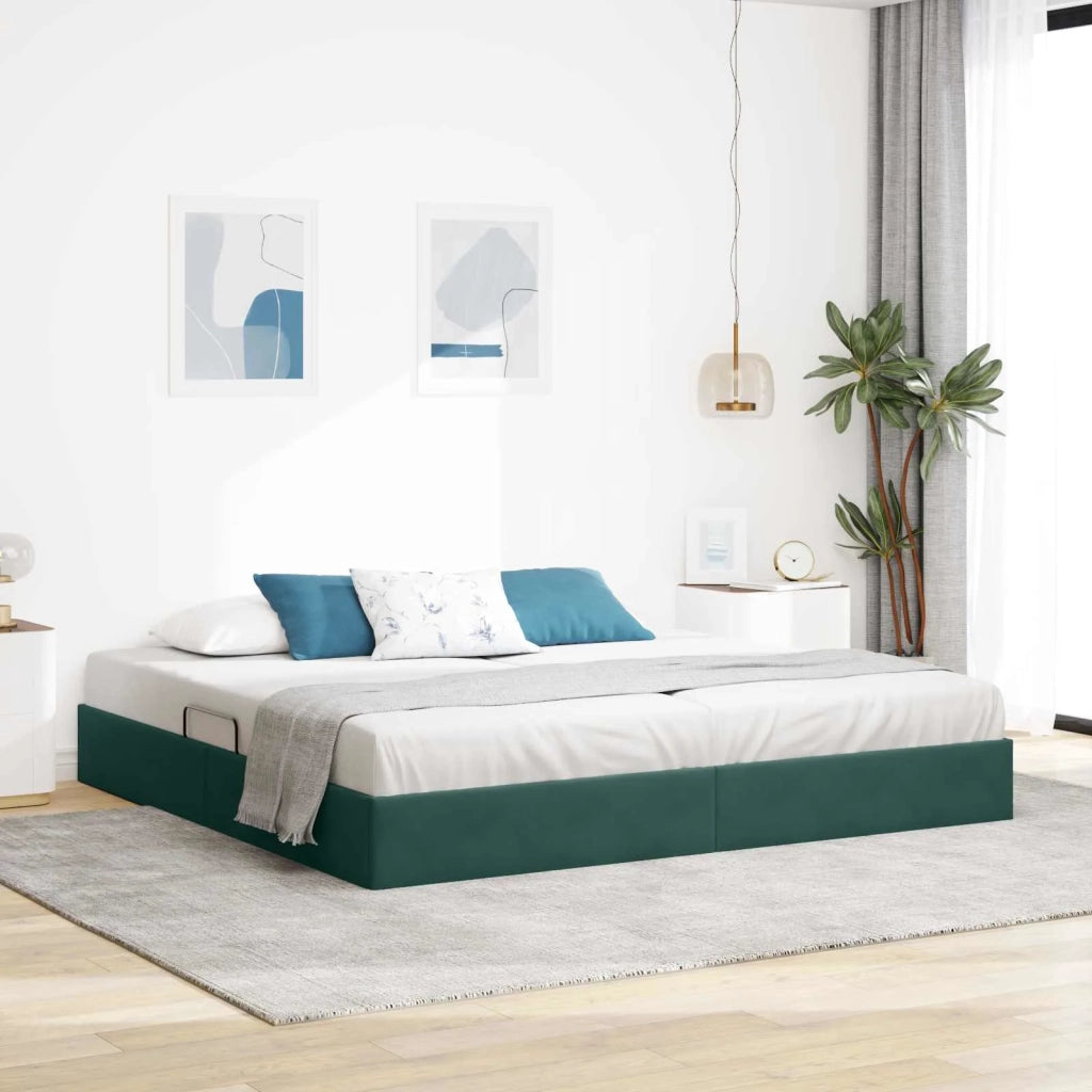 Letto ottomano Verde Scuro 200 x 200 cm Velluto