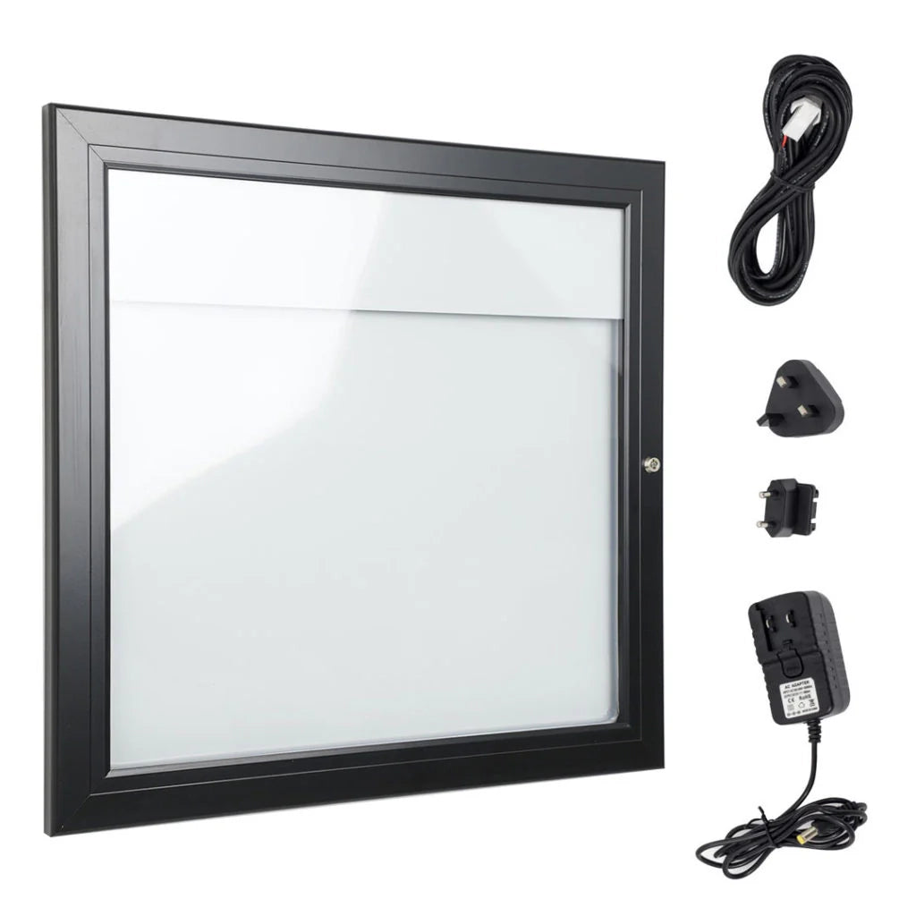 Bacheca per esterni porta Menu nera - 4 x A4 LED