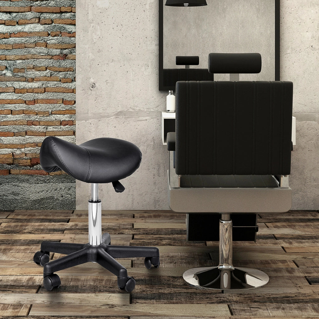 Sgabello con Ruote e Sella Ergonomica ¨C zephmum ¨C Altezza Regolabile 43-55 cm, Nero