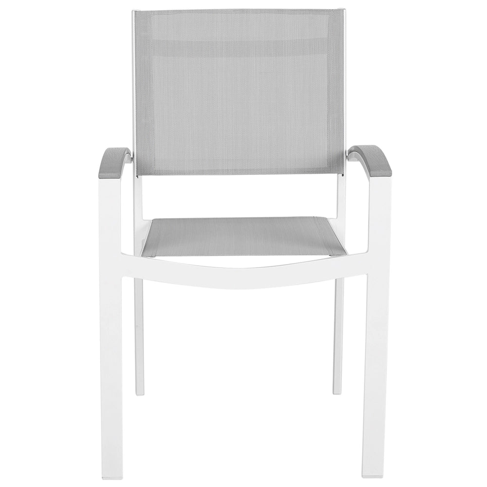 Set di 2 sedie da giardino con struttura in alluminio grigio e bianco resistente agli agenti atmosferici