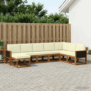 Set di divani da esterno con cuscino 8 pcs Naturale e Crema