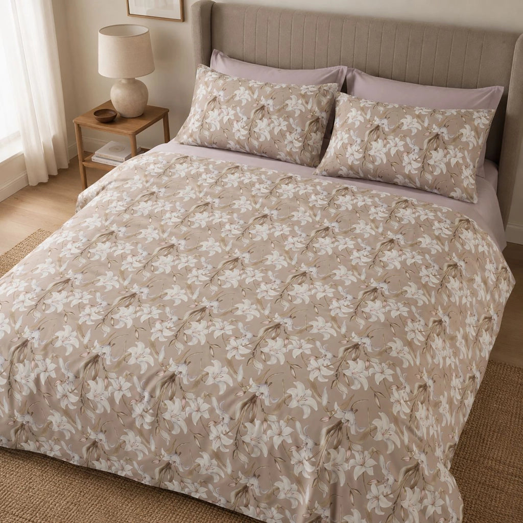 Samonaha, set Completo Letto Matrimoniale in Raso, Viola Lilla