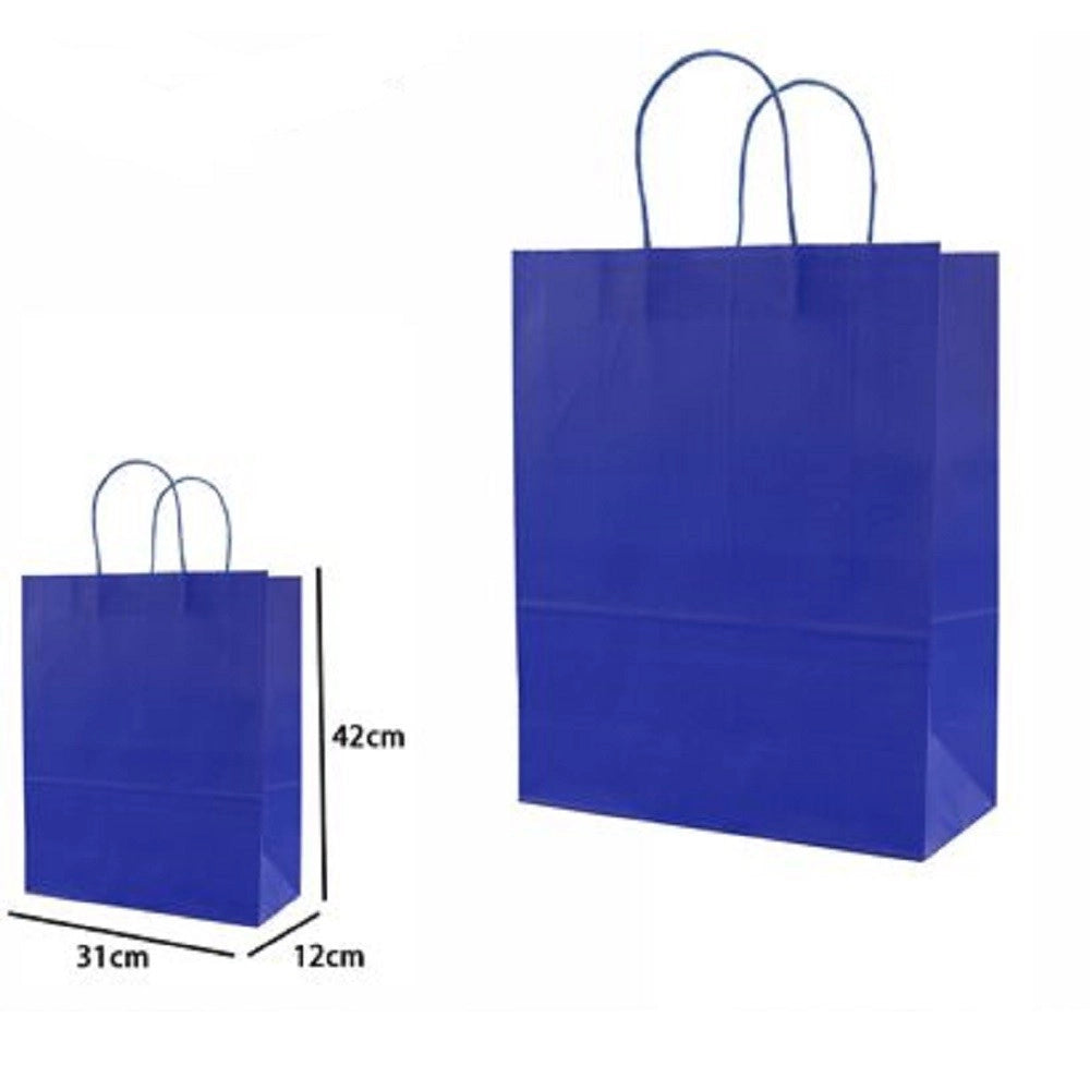 Trade Shop - Set 3 Pezzi Buste Borsa Da Regalo Sacchetti Carta Colore Blu 42x31x12 Cm 68452 -