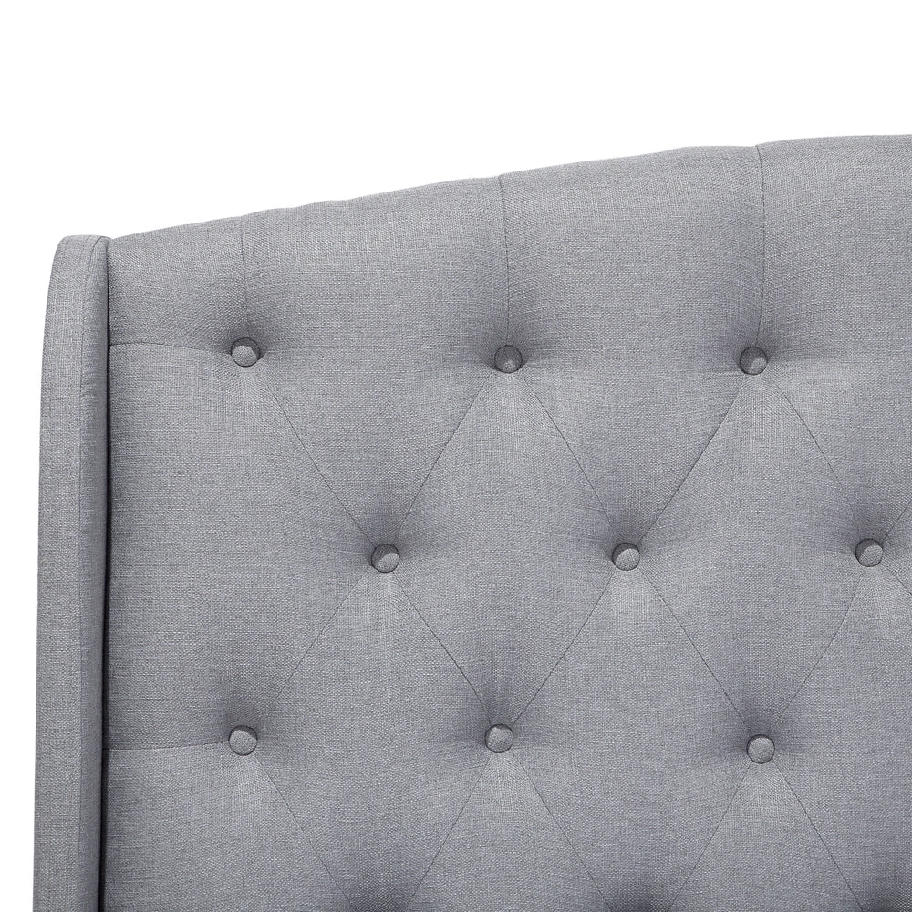 Letto a doghe Tessuto in poliestere grigio Poggiatesta capitonné imbottito 140 x 200 cm matrimoniale Design moderno