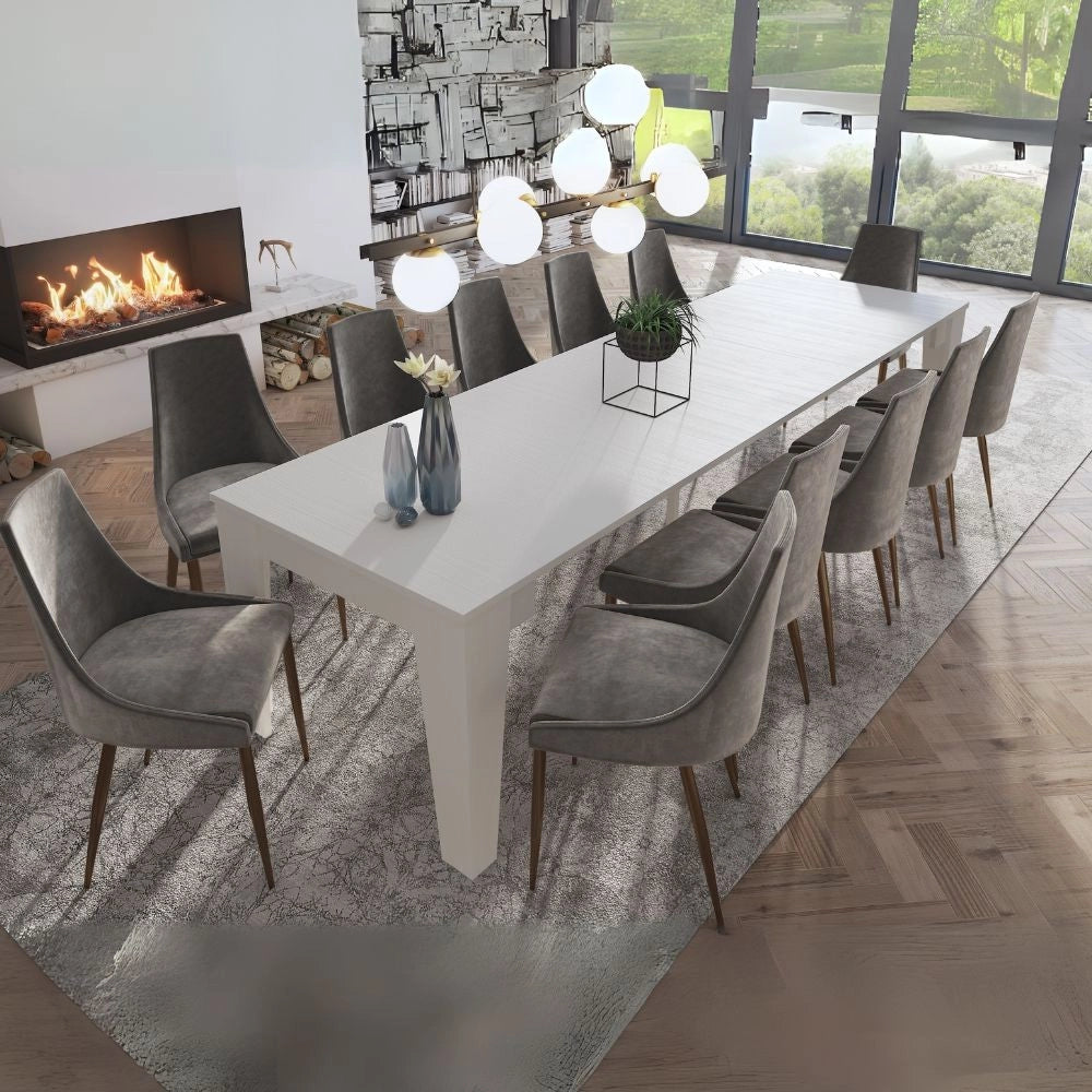 Consolle allungabile Petra con 6 allunghe colore bianco rustico