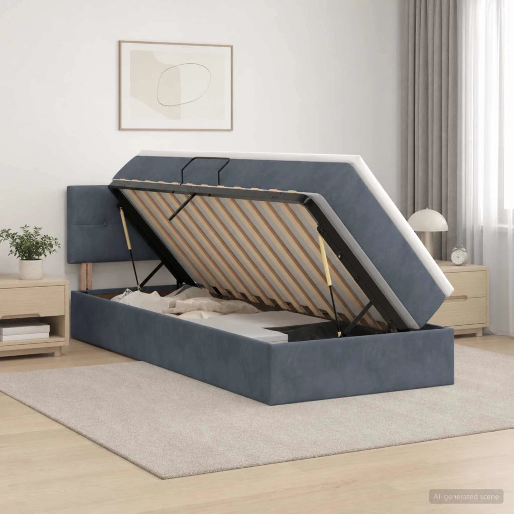 Letto con contenitore LED e materasso Grigio Scuro 90 x 200 cm 3459223