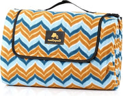 Pavillon per picnic impermeabile 200 x 200 cm XXL - Accessorio esterno isolante per spiaggia e campeggio - Impermeabile (Blu/Marrone/Zigzag)