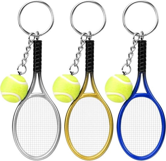 Schiacciatore da tennis porta chiavi - porta chiavi mini pallina da tennis per uomo donna bambina - regalo porta chiavi creativa (3 pezzi) Oro Argento Blu.