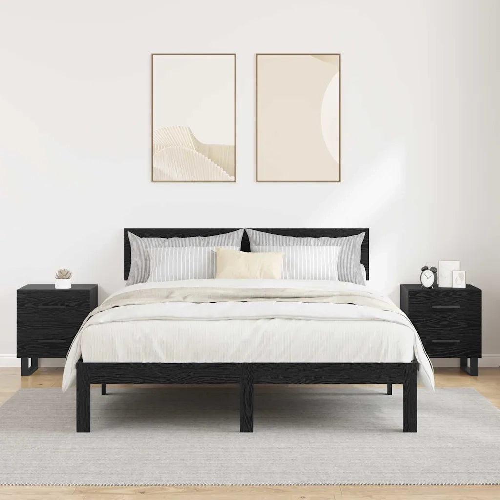 Armadio da Notte 2 pcs Rovere Nero 40 x 35 x 47,5 cm 882063