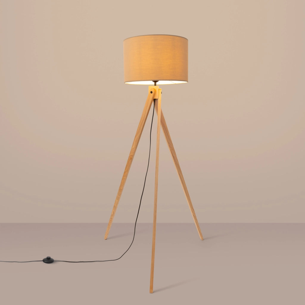 Lampada da tavolo NATT arancione spagnolo in legno naturale color tortora 40x25cm attacco E27