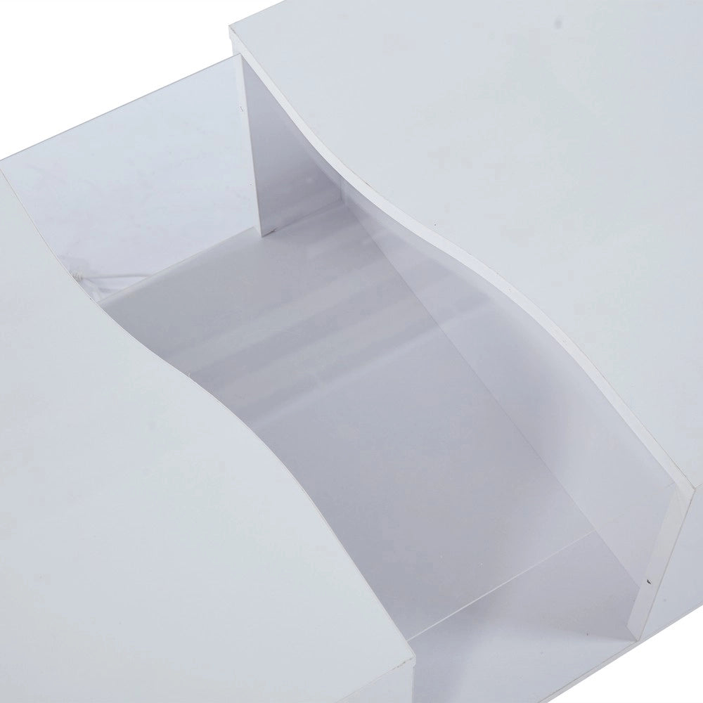 Tavolino da Caff¨¨ con LED e 2 Cassetti ¨C MINIMAL ¨C Bianco Lucido, MDF, 100x50x35