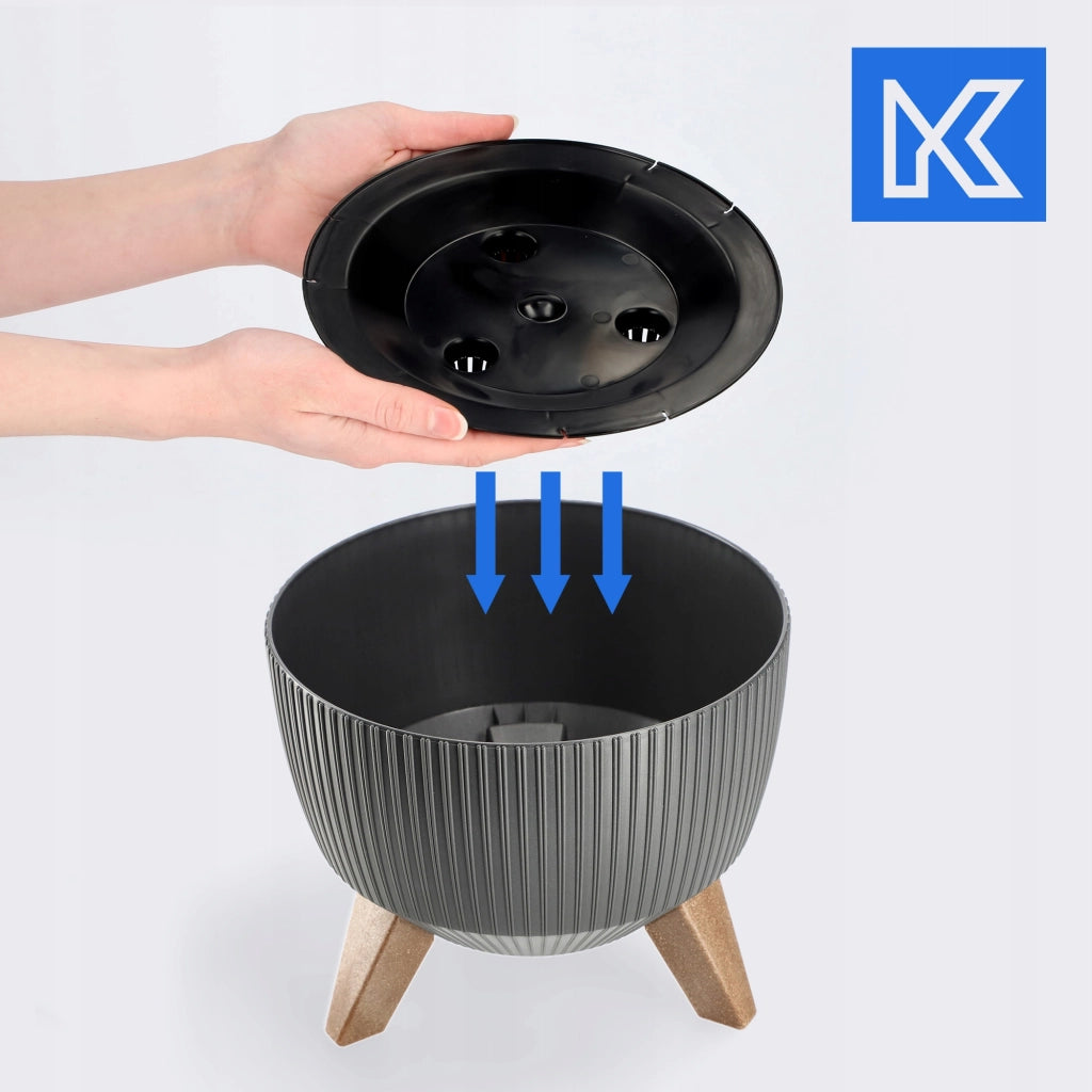 Vaso da giardino KADAX con gambe per fiori, grande ciotola rotonda da 24 cm