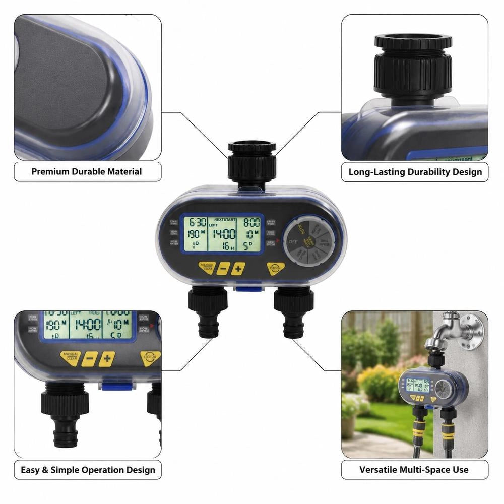Automatic Digital Irrigation Timer With Dual Outlet