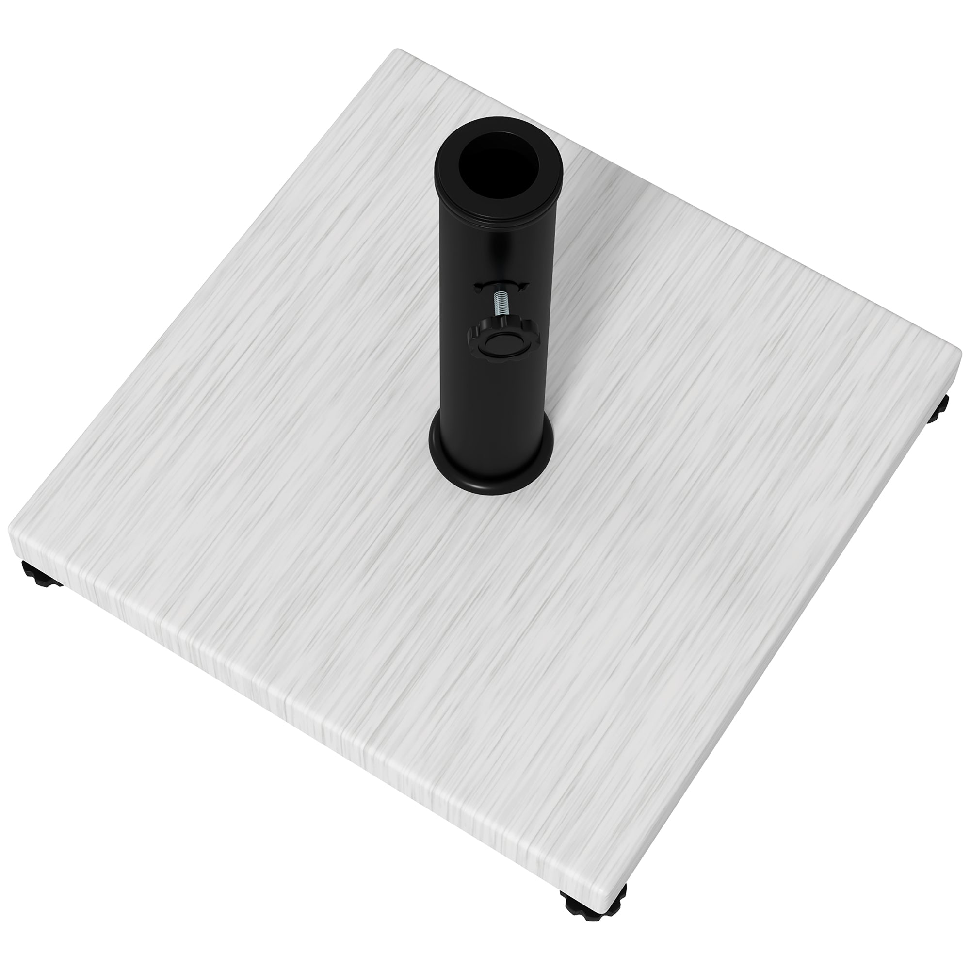 Base per Ombrellone da 25kg in Metallo e Cemento con Effetto Legno 45x45x33.5cm Bianco
