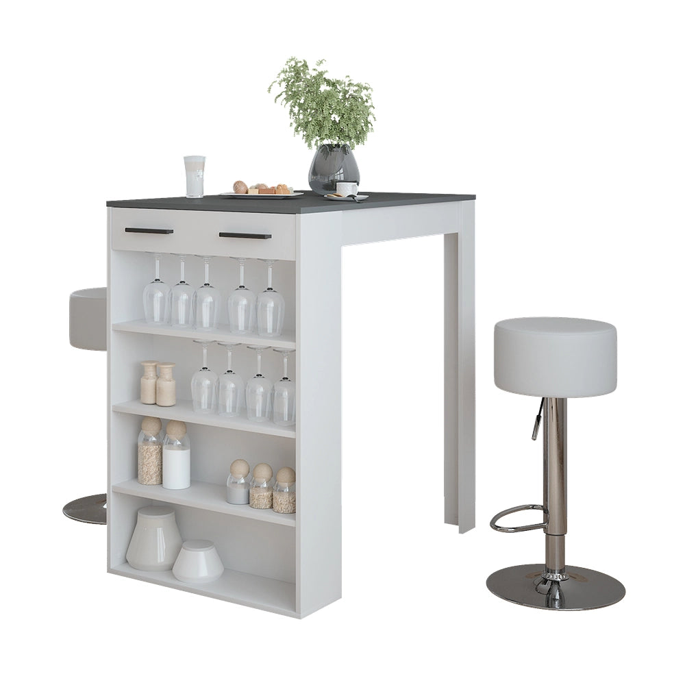 Vicco tavolo bar con sgabelli Bianco/antracite 67 x 100 cm con 2 sgabelli da bar