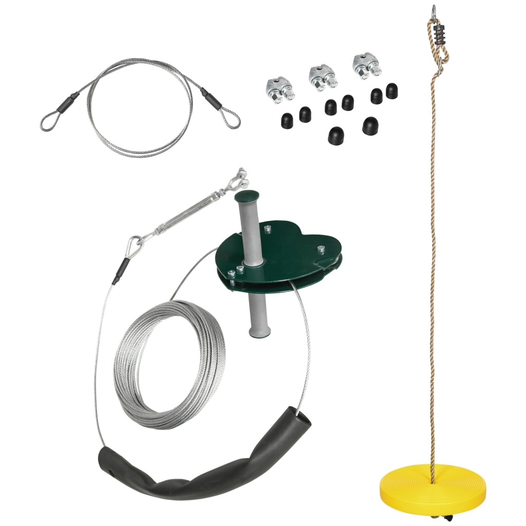 Kit Tirolina per Bambini ¨C Zephmum ¨C Verde, Corda Regolabile, 6-10 Anni