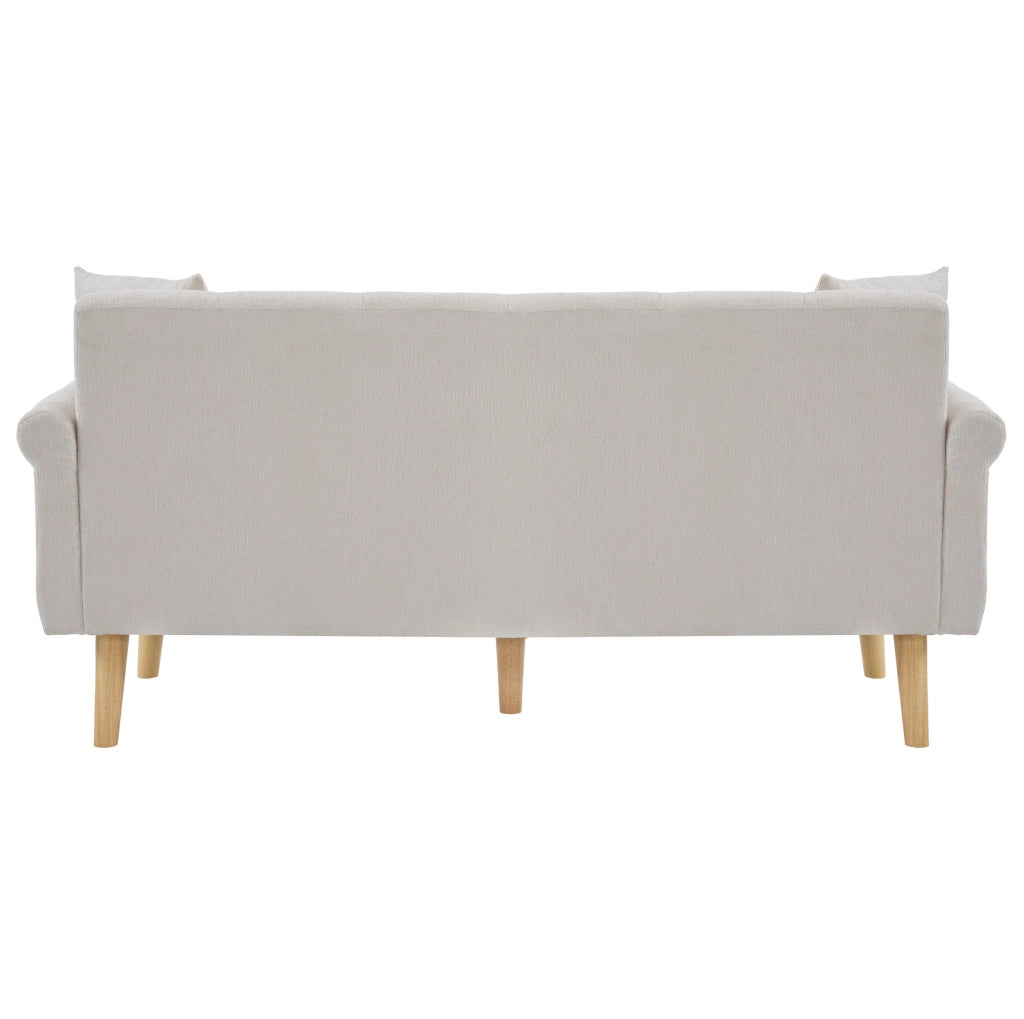 Divano 2 posti 162x74x77 cm in ciniglia beige con cuscini HOMVRA