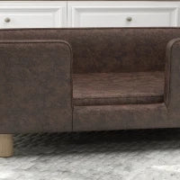 Divanetto per Animali, Cuscino Imbottito in Gommapiuma Rimovibile, Cane di Taglia Media Piccola, Marrone Scuro 74x48.5x31cm