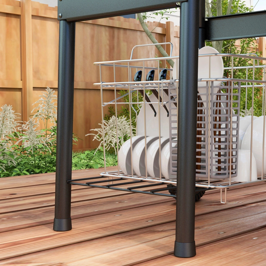 Barbecue a carbone con carrello ¨C Zephmum ¨C Griglia con ripiani, ruote e cappa