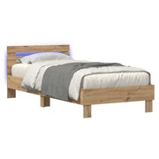 Letto singolo | Letto per adulti | Letto con LED Rovere Artigianale 80 x 200 cm