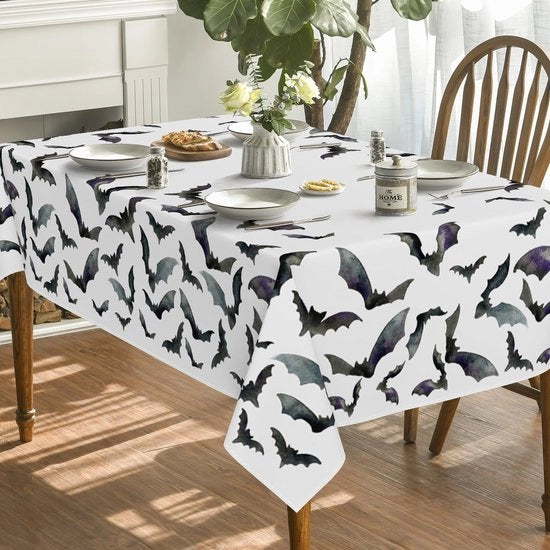 Tavola da Halloween, 130 x 220 cm, Tavolo Coperto con Disegno di Pipistrello per Festa, Pic-Nic, Cena Decorazione