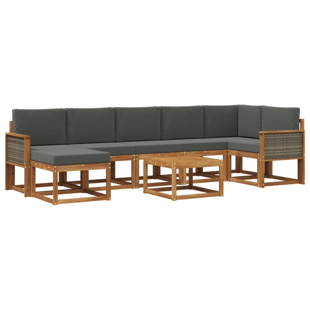 Set di divani da esterno 8 pcs Naturale e Antracite Poliestere