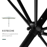 Ombrellone da Giardino 2x3 m Palo Ø38 mm in Alluminio e Poliestere Beige