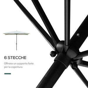 Ombrellone da Giardino 2x3 m Palo Ø38 mm in Alluminio e Poliestere Beige