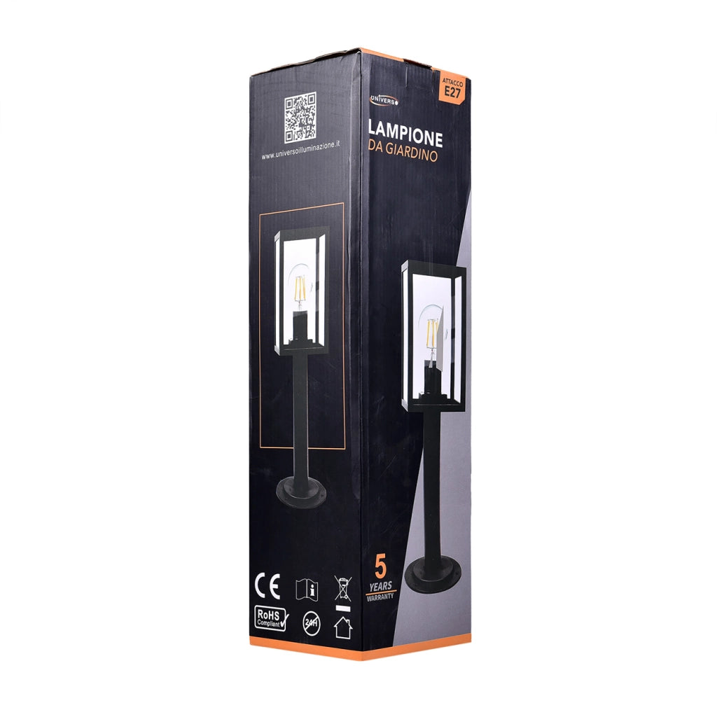 FARETTO DA TERRA DA ESTERNO IP44 CON ATTACCO E27 - DESIGN MODERNO IN ALLUMINIO E VETRO RESISTENTE E IMPERMEABILE